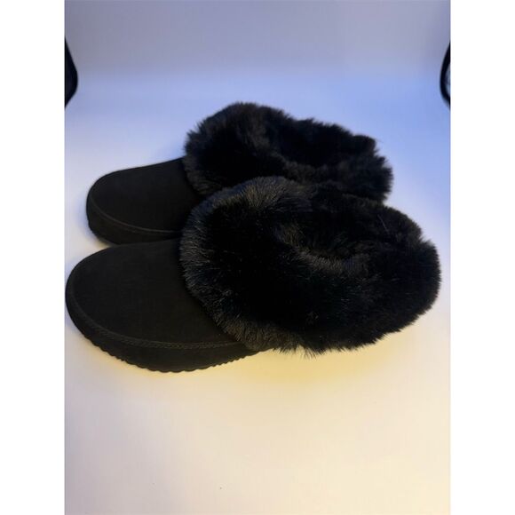 SOREL GO- COFFEE RUN WOMEN'S SLIPPER Slip-On Black Faux Fur Size 7 NIB - Picture 11 of 11